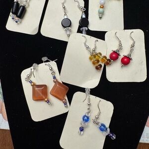 Set of7 Vintage Multicolor Beaded Earrings Set